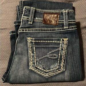 BKE Dark Blue Denim Jeans with Cream Stitching